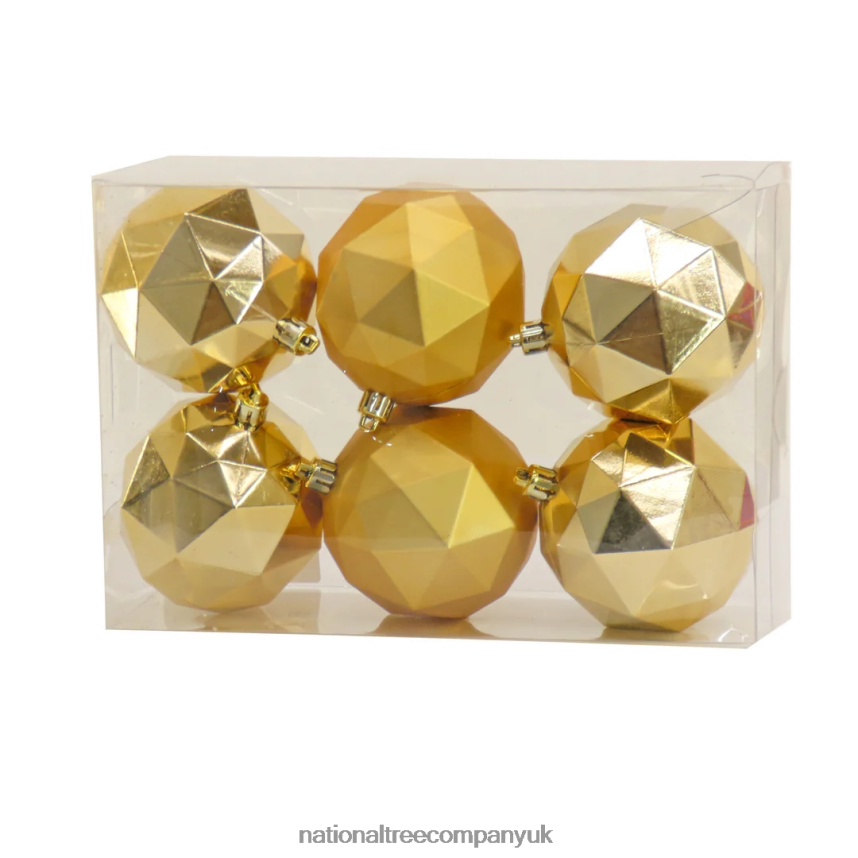 decoration | National Tree Company First Traditions 6 Piece Shatterproof Geometric Gold Ornaments F2L4F520