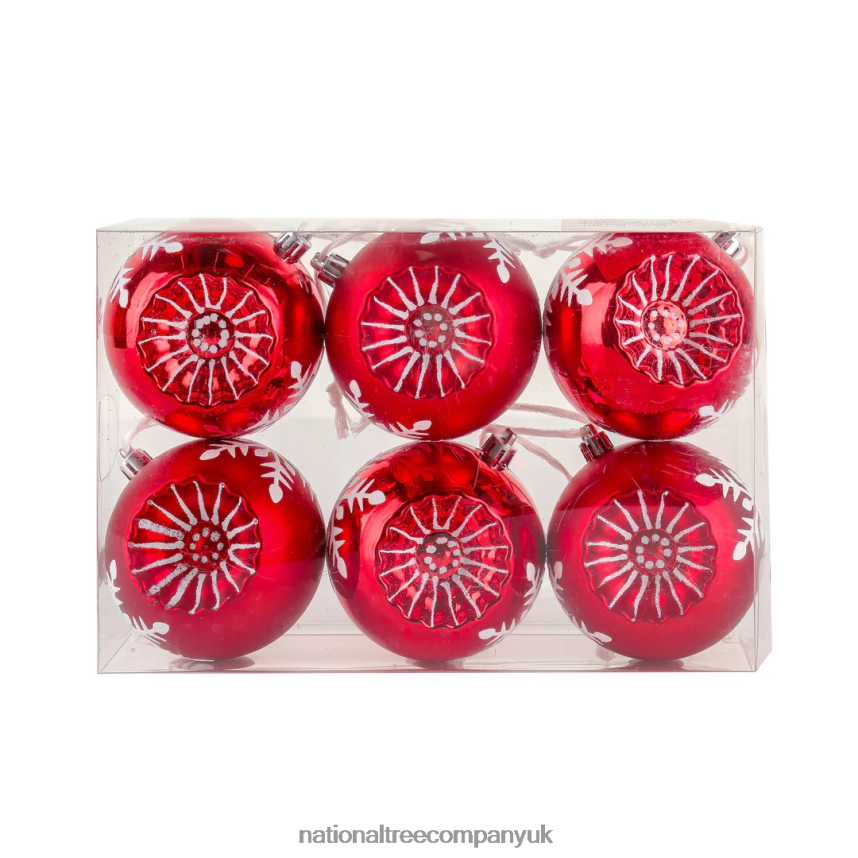 decoration | National Tree Company First Traditions 6 Piece Shatterproof Snowflake Red Ornaments F2L4F522