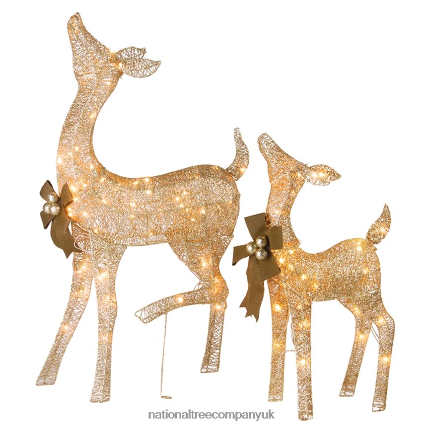 decoration | National Tree Company 38 in. and 28 in. Pre-Lit Fawn with Doe Decoration F2L4F590