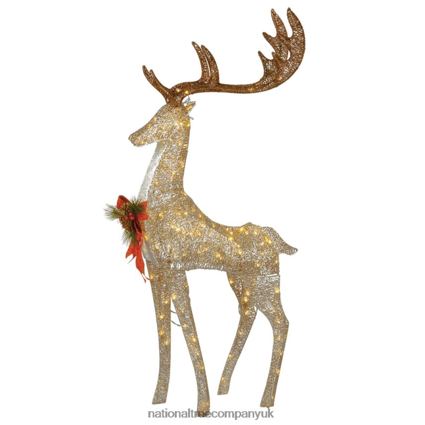 decoration | National Tree Company 55" Pre-lit Crystal Champagne Standing Buck F2L4F599