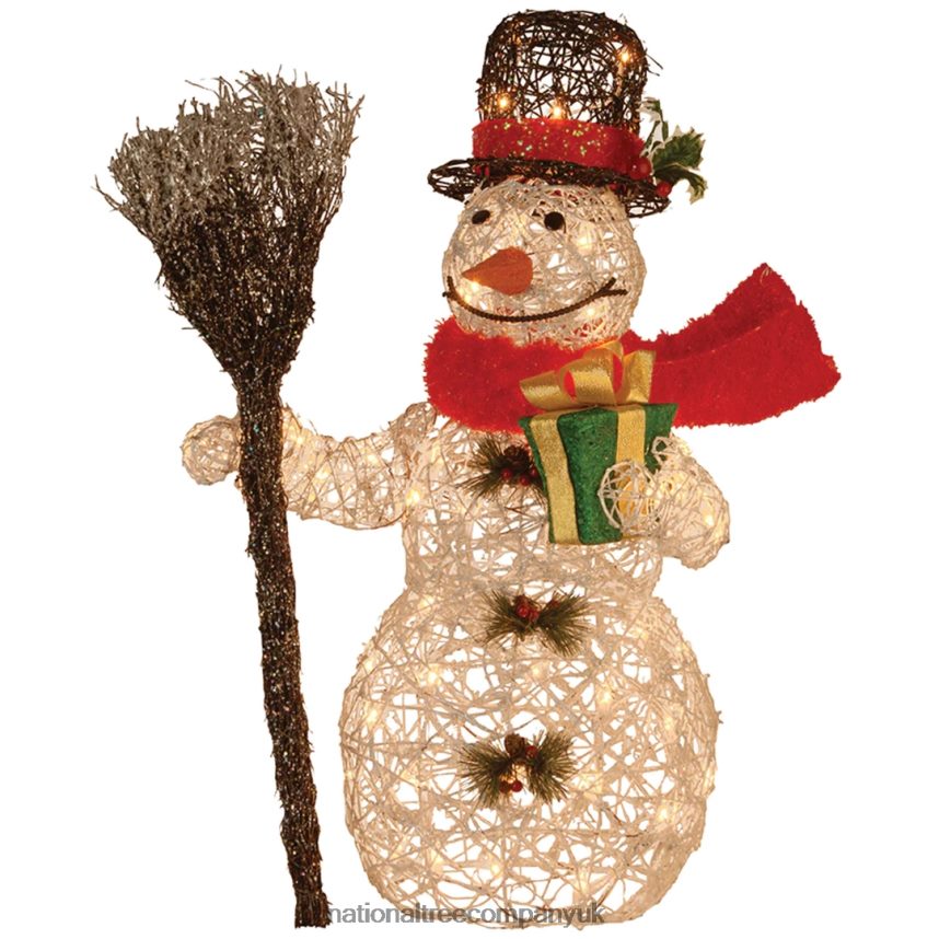 decoration | National Tree Company Pre-Lit 27" White Rattan Snowman F2L4F678