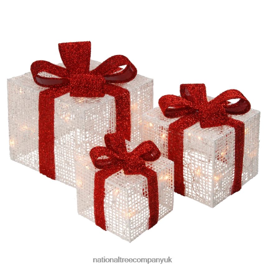 decoration | National Tree Company Pre-Lit White Gift Boxes, Set of Three, White Lights, Christmas Collection F2L4F676