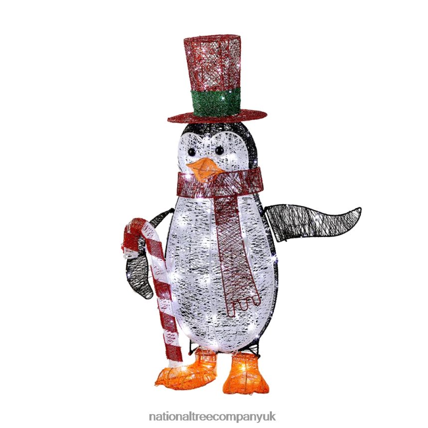 decoration | National Tree Company Prelit LED 36" Penguin with Red Top Hat and Candy Cane Decor F2L4F617