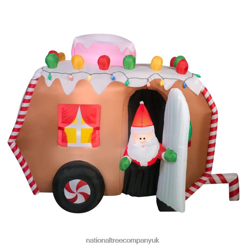 decoration | National Tree Company Inflatable Gingerbread Trailer with Santa, LED Lights, Plug In, Christmas Collection, 7.5 Feet F2L4F661