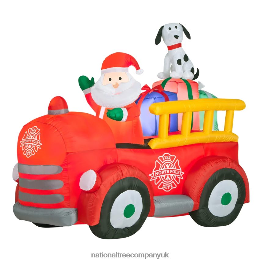 decoration | National Tree Company Inflatable Santa in Vintage Firetruck, LED Lights, Plug In, Christmas Collection, 6 Feet F2L4F660