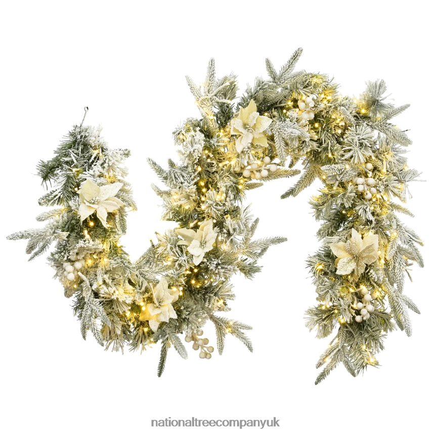 Greenery | National Tree Company Artificial Christmas Garland, Green, Colonial Fir, Decorated With Flowers, Berry Clusters, Frosted Branches, Christmas Collection, 6 Feet F2L4F402