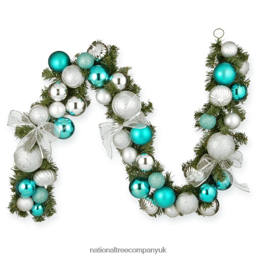 Greenery | National Tree Company Artificial Christmas Garland, Green, Evergreen, Decorated With Ball Ornaments, Ribbon Bows, Christmas Collection, 6 Feet F2L4F372