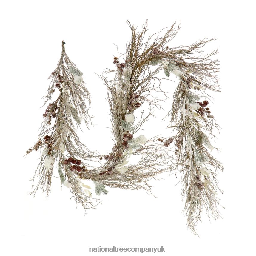 Greenery | National Tree Company 9 ft Pre-Lit Snowy Christmas Garland with Battery Operated LED Lights F2L4F407