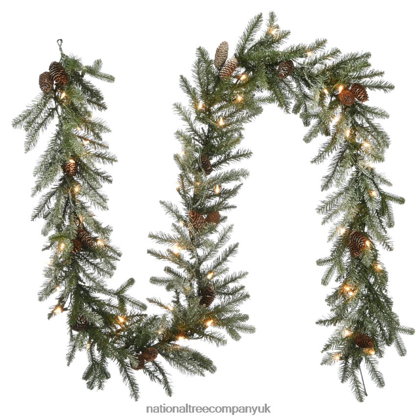 Greenery | National Tree Company 9 ft. Snowy Morgan Spruce Garland with Clear Lights F2L4F379
