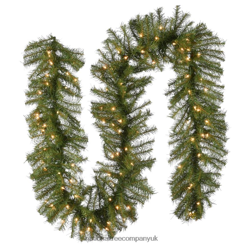 Greenery | National Tree Company Pre-Lit Artificial Christmas Garland, Green, Norwood Fir, White Lights, Plug In, Christmas Collection, 9 Feet F2L4F342
