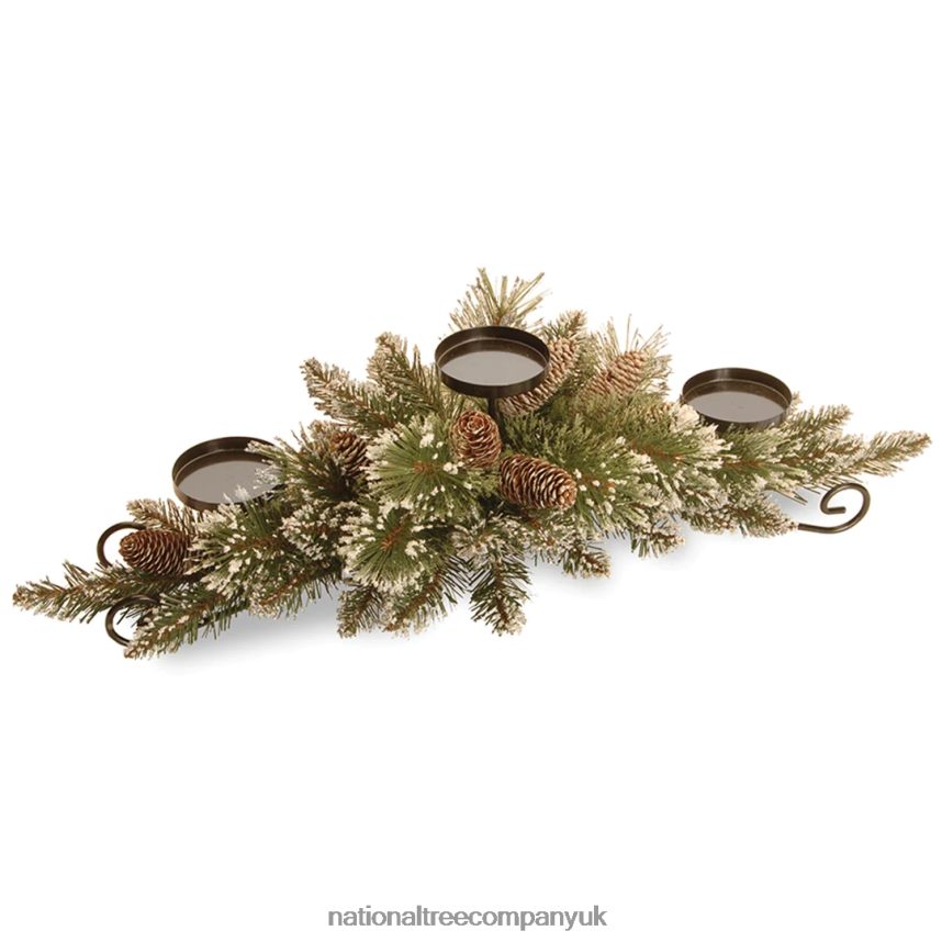 Greenery | National Tree Company Glittery Bristle Pine Candleholder Centerpieces F2L4F451