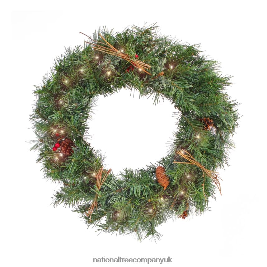 Greenery | National Tree Company 24" Glistening Pine Prelit Wreath F2L4F247
