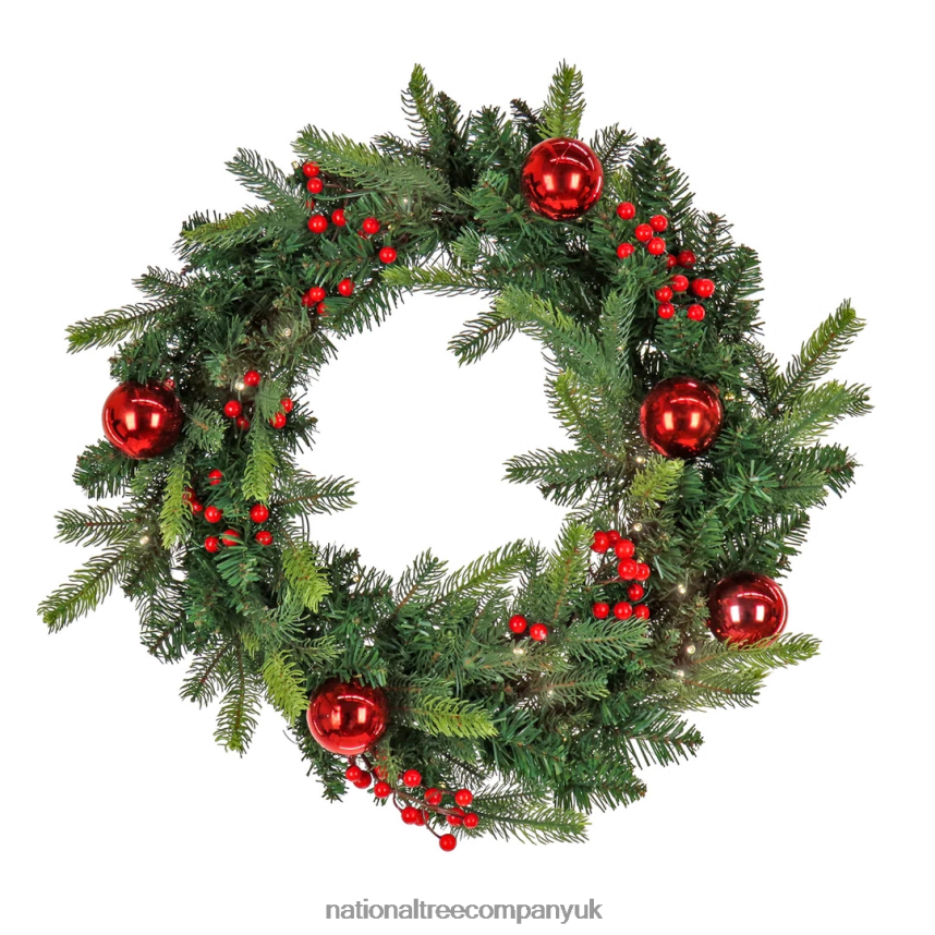 Greenery | National Tree Company First Traditions 24" Scotch Creek Fir Pre-Lit Wreath F2L4F287