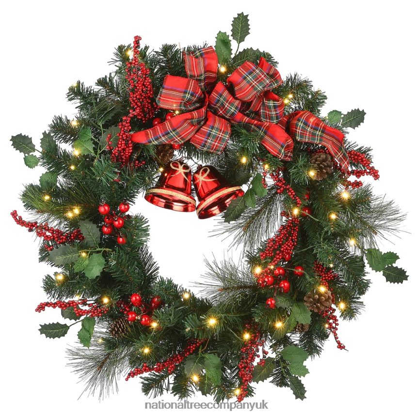 Greenery | National Tree Company 30" Holiday Plaid Bow Prelit Wreath F2L4F228