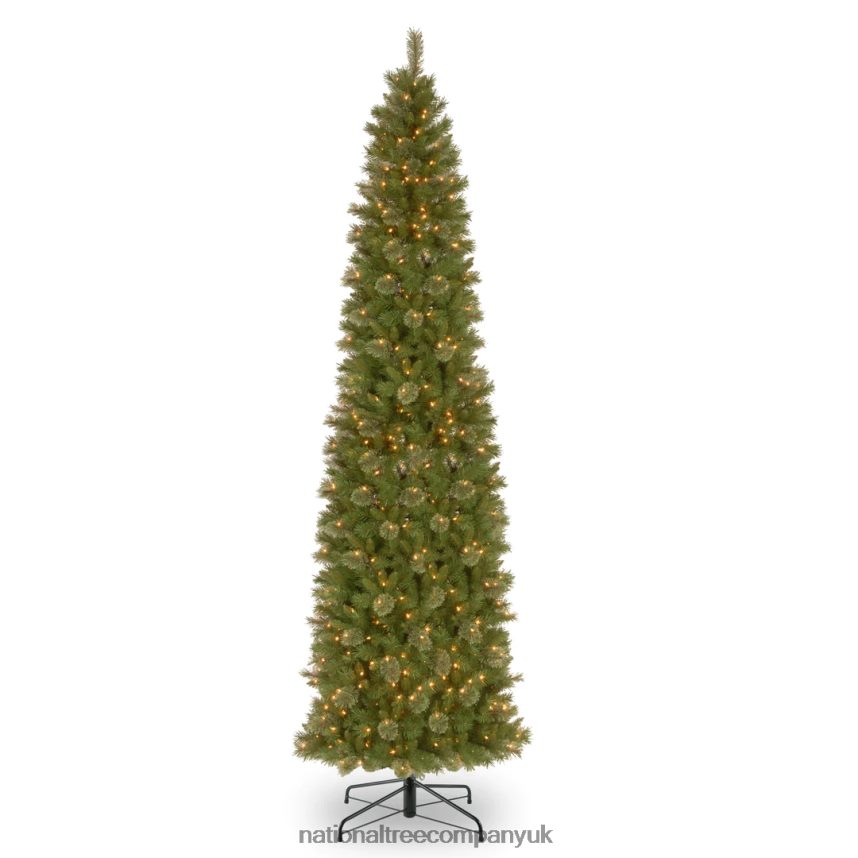 Trees | National Tree Company Pre-Lit Artificial Slim Christmas Tree, Tacoma Pine, Green, White Lights, Includes Stand, 12 Feet F2L4F107