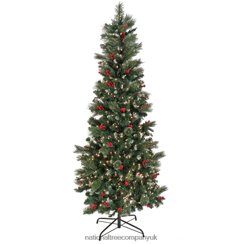Trees | National Tree Company Artificial Meadowlark Pencil Hinged Christmas Tree, Pre-Lit with Clear Incandescent Lights, Plug In, 6.5 ft F2L4F200