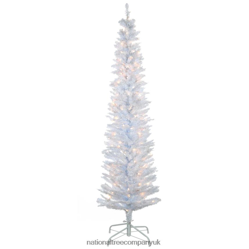 Trees | National Tree Company Pre-Lit Artificial Christmas Tree, White Tinsel, White Lights, Includes Stand, 6 feet F2L4F67