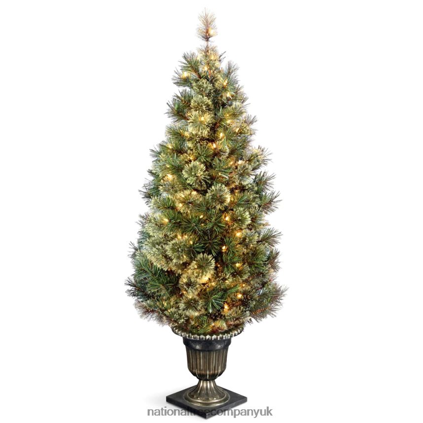 Trees | National Tree Company Pre-Lit Artificial Entrance Christmas Tree, Wispy Willow Grande, Green, White Lights, Includes Metal Base, 5 Feet F2L4F174
