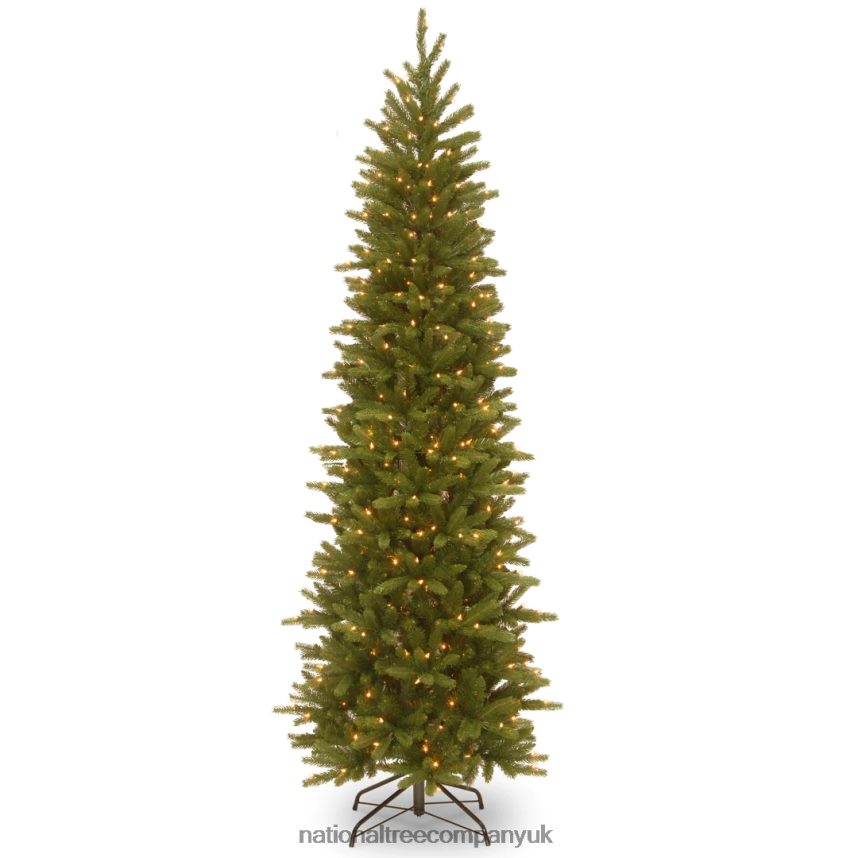 Trees | National Tree Company Pre-Lit 'Feel Real' Artificial Slim Christmas Tree, Grande Fir, Green, White Lights, Includes Stand, 6.5 Feet F2L4F22
