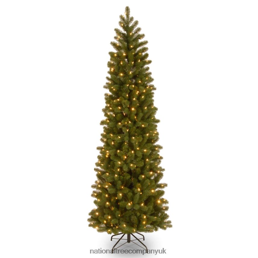 Trees | National Tree Company Pre-Lit 'Feel Real' Artificial Slim Downswept Christmas Tree, Green, Douglas Fir, White Lights, Includes Stand, 6.5 feet F2L4F66