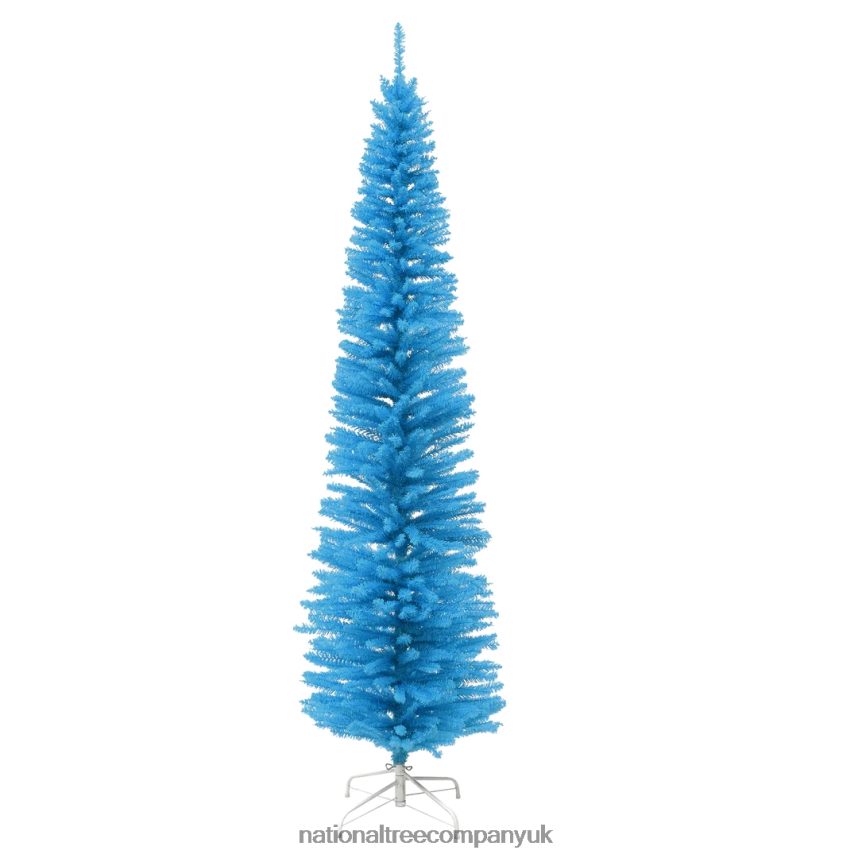 Trees | National Tree Company 7.5 Feet Slim Light Blue Christmas Tree with White Stand F2L4F81