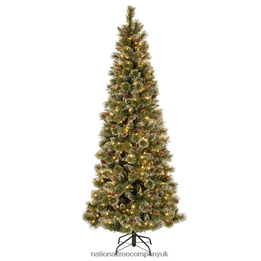 Trees | National Tree Company 7.5 ft Glittery Bristle Pine Slim Tree with Dual Color LED Lights F2L4F29
