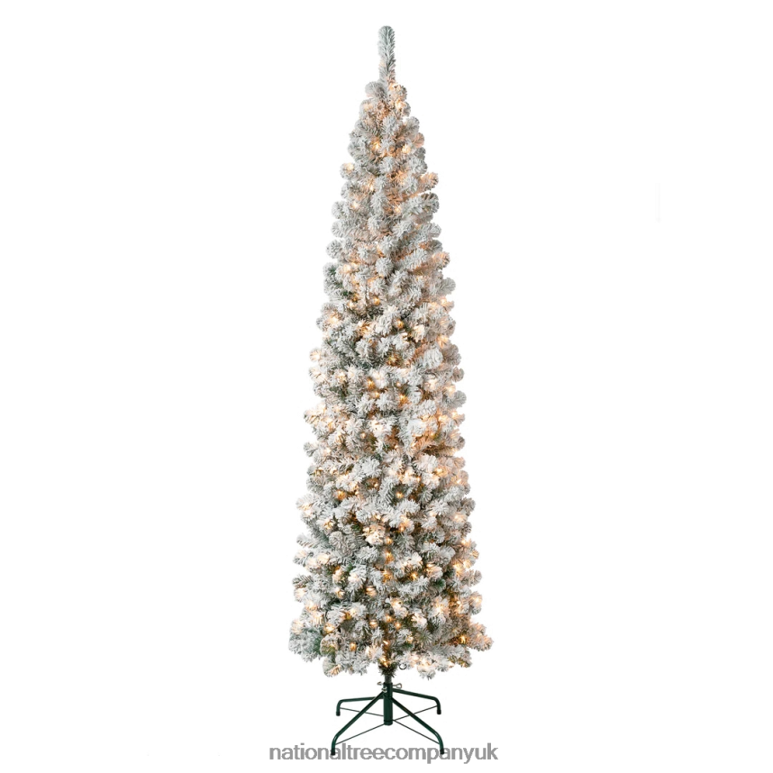 Trees | National Tree Company First Traditions Pre-Lit Acacia Flocked Tree Slim Christmas Tree, Clear Incandescent Lights, Plug In, 7.5 ft F2L4F33