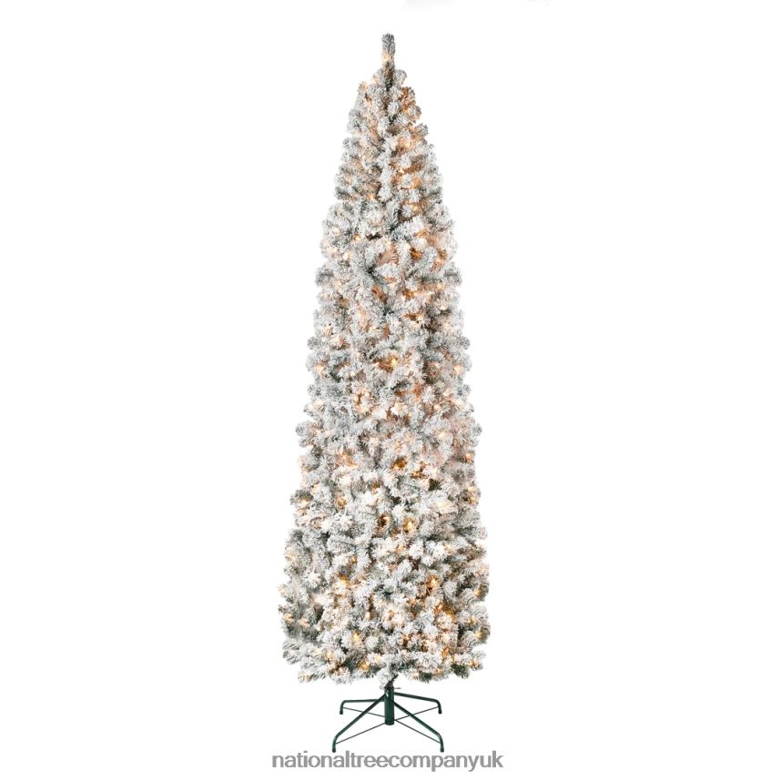 Trees | National Tree Company First Traditions Pre-Lit Acacia Flocked Tree Slim Christmas Tree, Clear Incandescent Lights, Plug In, 9 ft F2L4F116