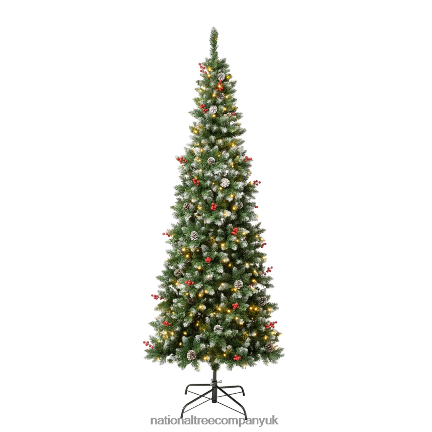 Trees | National Tree Company First Traditions Pre-Lit Cullen Slim Christmas Tree with Hinged Branches, Warm White LED Lights, Plug In, 7.5ft F2L4F216