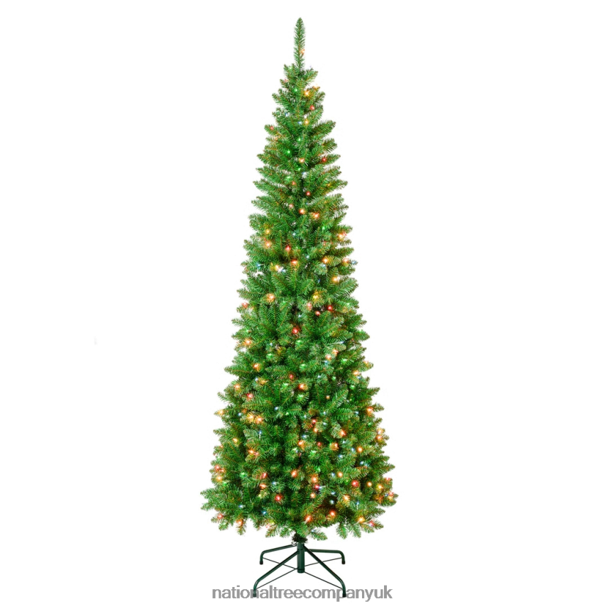 Trees | National Tree Company First Traditions Pre-Lit Rowan Pencil Slim Christmas Tree, Multicolor Incandescent Lights, Plug In, 7.5 ft F2L4F182
