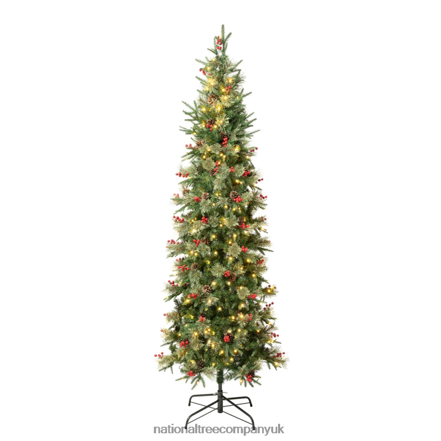 Trees | National Tree Company First Traditions Pre-Lit Virginia Blue Pine Slim Christmas Tree with Hinged Branches, Warm White LED Lights, Plug In, 7.5 ft F2L4F37
