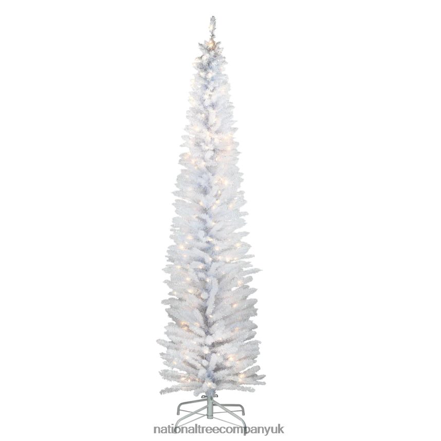 Trees | National Tree Company Pre-Lit Artificial Christmas Tree, White Tinsel, White Lights, Includes Stand, 7 feet F2L4F208