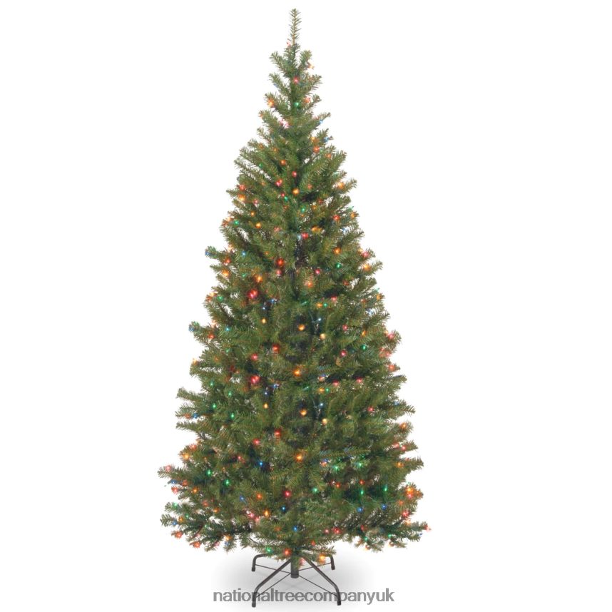 Trees | National Tree Company Pre-Lit Artificial Slim Christmas Tree, Green, Aspen Spruce, Multicolor Lights, Includes Stand, 7.5 Feet F2L4F109