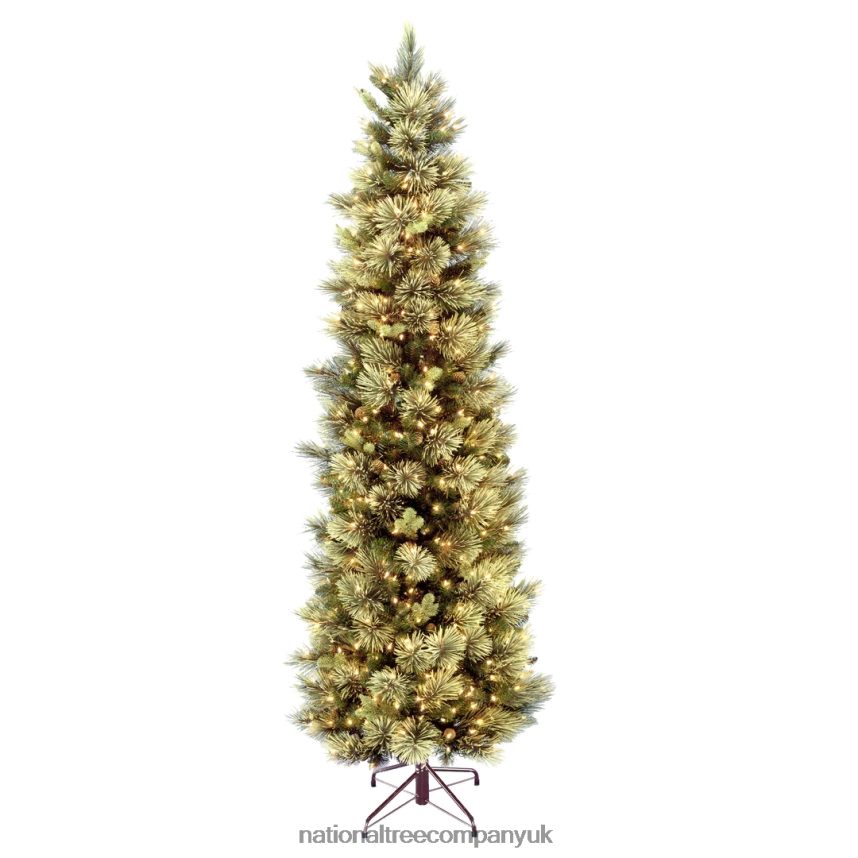 Trees | National Tree Company Pre-Lit Artificial Slim Christmas Tree, Green, Carolina Pine, White Lights, Includes Stand, 7.5 feet F2L4F36