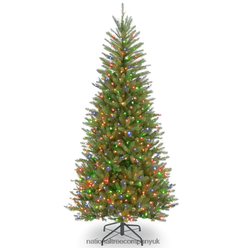 Trees | National Tree Company Pre-Lit Artificial Slim Christmas Tree, Green, Dunhill Fir, Multicolor Lights, Includes Stand, 7.5 Feet F2L4F82