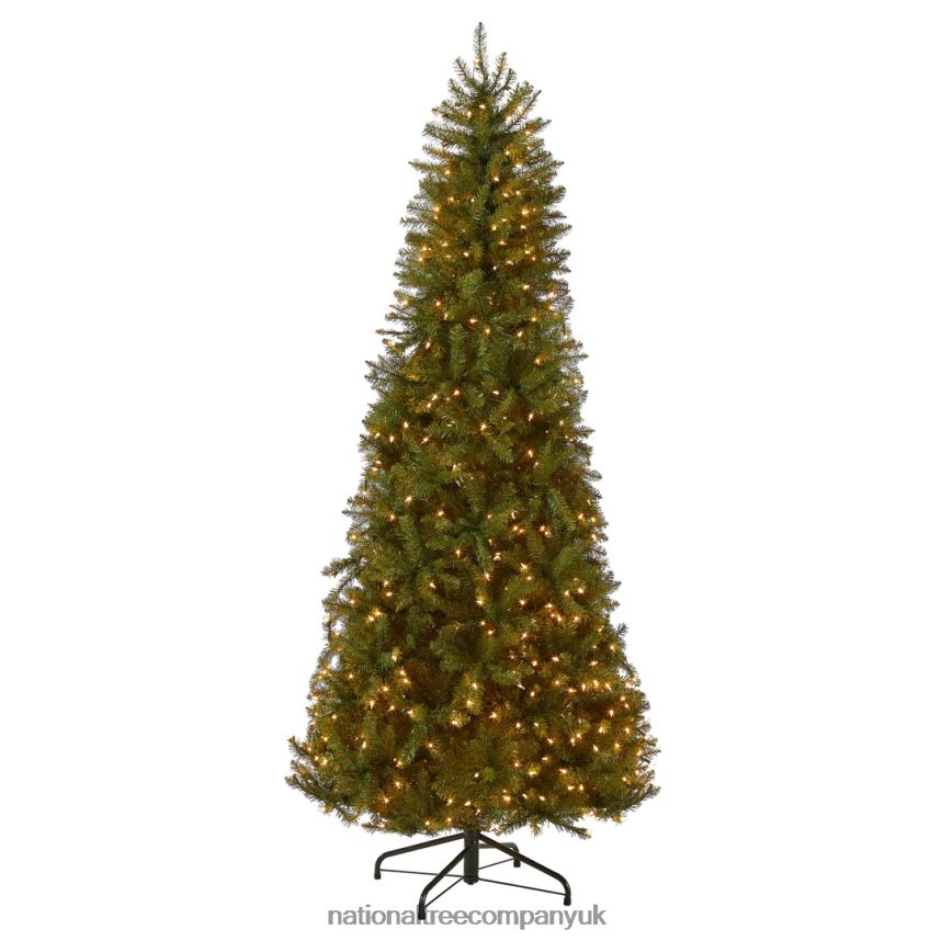 Trees | National Tree Company Pre-Lit Artificial Slim Christmas Tree, Green, Dunhill Fir, White Lights, Includes Stand, 7.5 Feet F2L4F44