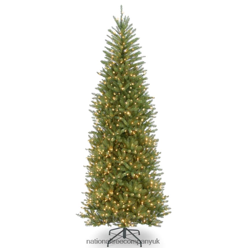 Trees | National Tree Company Pre-Lit Artificial Slim Christmas Tree, Green, Dunhill Fir, White Lights, Includes Stand, 9 Feet F2L4F98