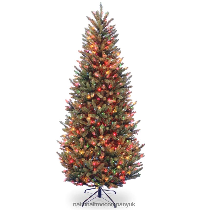 Trees | National Tree Company Pre-Lit Artificial Slim Christmas Tree, Green, Natural Fraser Fir, Multicolor Lights, Includes Stand, 7.5 Feet F2L4F136