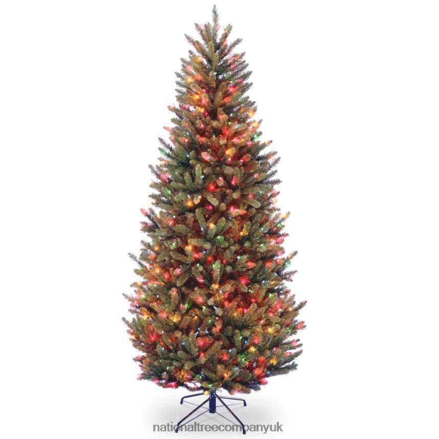 Trees | National Tree Company Pre-Lit Artificial Slim Christmas Tree, Green, Natural Fraser Fir, Multicolor Lights, Includes Stand, 7.5 Feet F2L4F51