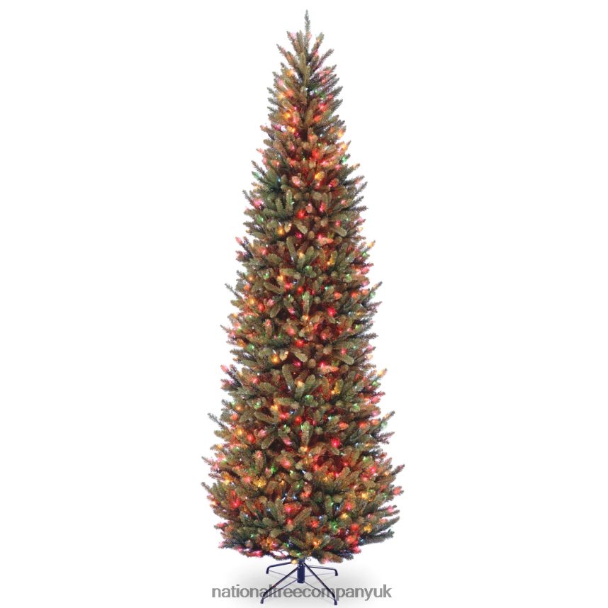 Trees | National Tree Company Pre-Lit Artificial Slim Christmas Tree, Green, Natural Fraser Fir, Multicolor Lights, Includes Stand, 9 Feet F2L4F49