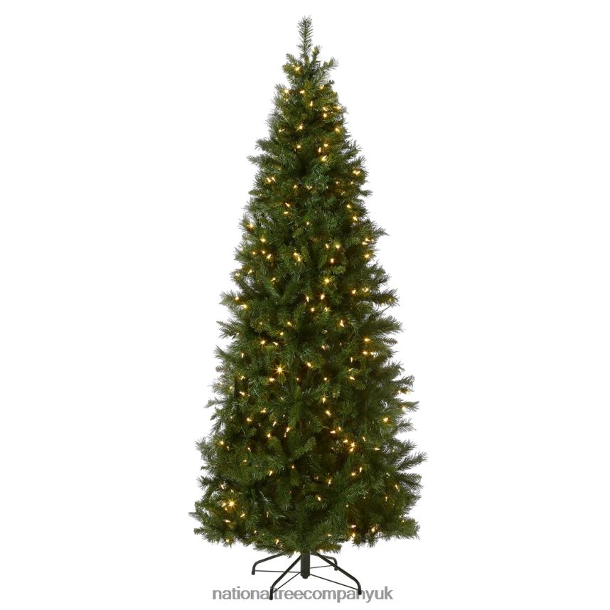Trees | National Tree Company Pre-Lit Artificial Slim Christmas Tree, Lehigh Valley Pine, Green, White Lights, Includes Stand, 7.5 Feet F2L4F121
