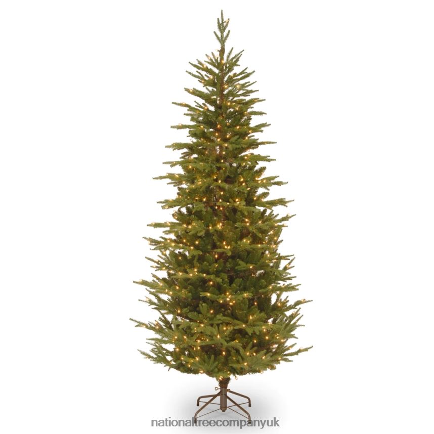 Trees | National Tree Company Pre-Lit 'Feel Real' Artificial Slim Christmas Tree, Green, Frasier Grande, White Lights, Includes Stand, 7.5 Feet F2L4F15