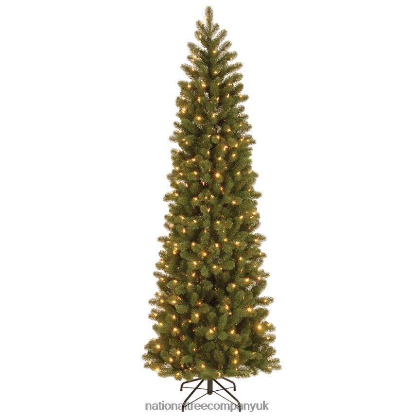 Trees | National Tree Company Pre-Lit 'Feel Real' Artificial Slim Downswept Christmas Tree, Green, Douglas Fir, Dual Color LED Lights, Includes PowerConnect and Stand, 7.5 feet F2L4F1