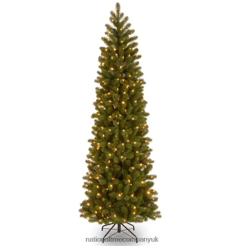 Trees | National Tree Company Pre-Lit 'Feel Real' Artificial Slim Downswept Christmas Tree, Green, Douglas Fir, White Lights, Includes Stand, 7.5 feet F2L4F11