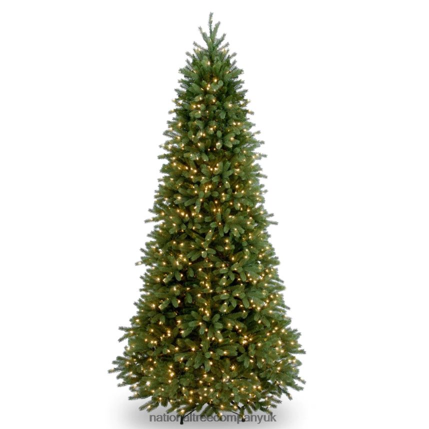 Trees | National Tree Company Pre-Lit Slim Artificial Christmas Tree, Green, Jersey Fraser Fir, 'Feel Real', White Lights, Includes Stand, 9 Feet F2L4F85