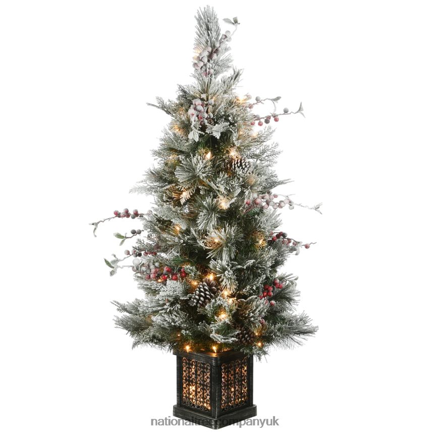 Trees | National Tree Company 4 ft. Snowy Bedford Pine Entrance Tree with Clear Lights F2L4F16
