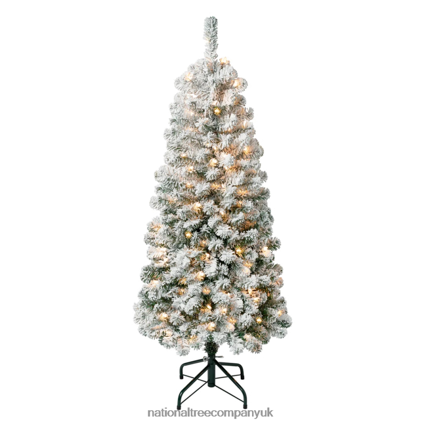 Trees | National Tree Company First Traditions Pre-Lit Acacia Flocked Tree Medium Christmas Tree, Clear Incandescent Lights, Plug In, 4.5 ft F2L4F219