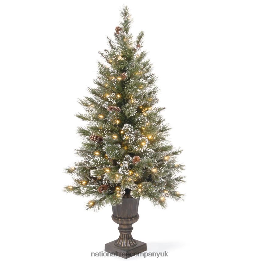Trees | National Tree Company Pre-Lit Artificial Christmas Entrance Tree, Glittery Bristle Pine with Twinkly LED Lights, Plug in, 4 ft F2L4F170