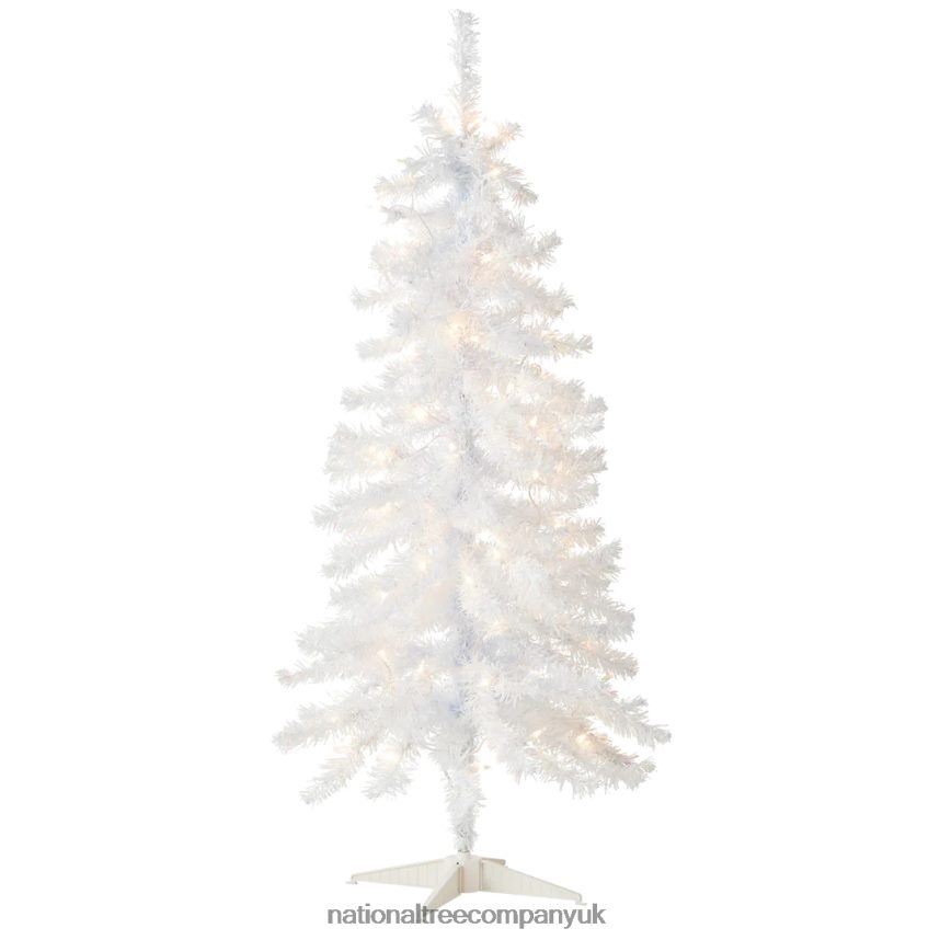 Trees | National Tree Company Pre-Lit Artificial Christmas Tree, White Tinsel, White Lights, Includes Stand, 4 feet F2L4F79