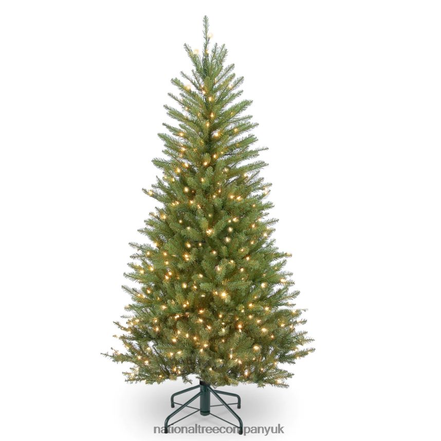 Trees | National Tree Company Pre-Lit Artificial Slim Christmas Tree, Green, Dunhill Fir, White Lights, Includes Stand, 4.5 Feet F2L4F73
